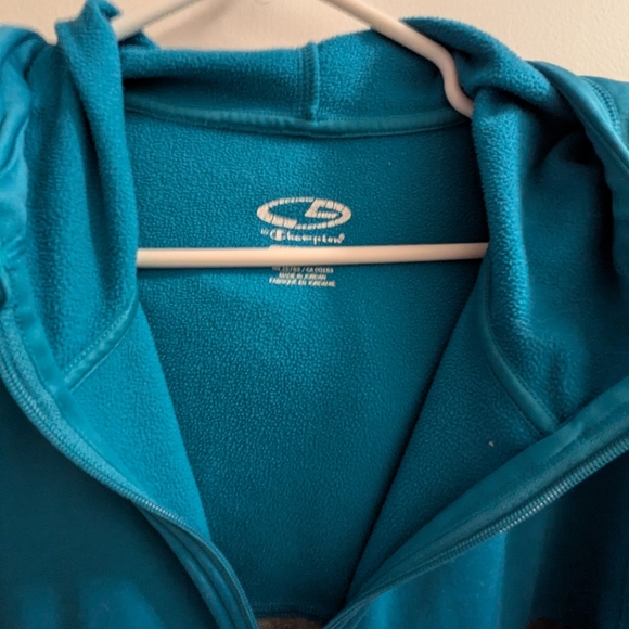 Champion Hoodie Fleece Jacket Gray and Blue Full Zip Pocket Men's Large - Picture 8 of 10